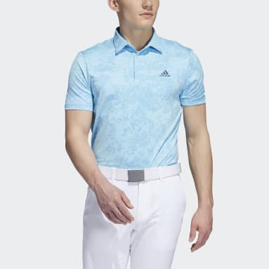 Men Golf Blue Jacquard Polo Shirt