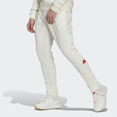 Pants 3 Franjas Puño Ajustados Blanco Hombre Sportswear