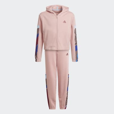 Girls Sportswear Pink Wildshape Print Cotton Track Suit