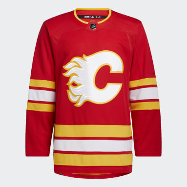 Men Hockey Red Flames Home Authentic Jersey