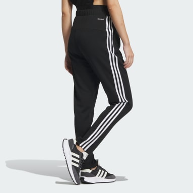 Women Gym & Training Black 시즈널 스포츠웨어 3S 레귤러 핏 더블니트 트랙 팬츠