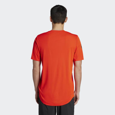 Männer Tennis Club 3-Streifen Tennis T-Shirt Orange