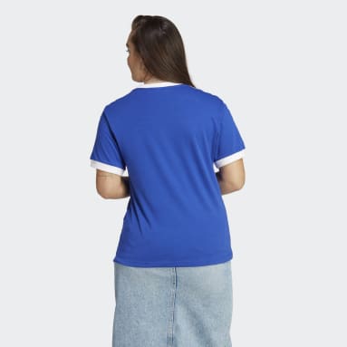 Camiseta Adicolor Classics 3 bandas Azul Mujer Originals