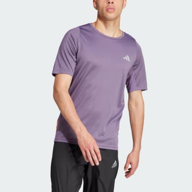 Camiseta Run Icons 3 Rayas Morado Hombre Running