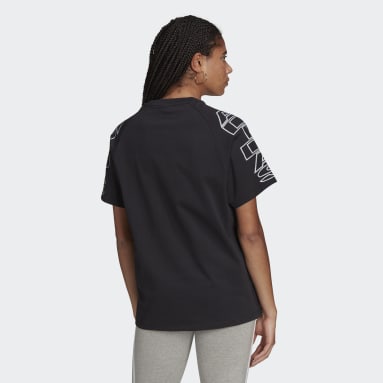 Camiseta Loose adidas Letter Negro Mujer Originals