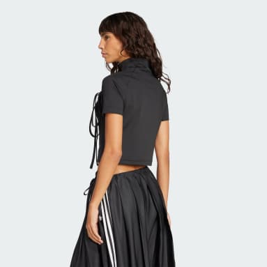 新品未使用品⭐️ adidas クロップドトップ S 黒 リボン-カットアウト-クロップ