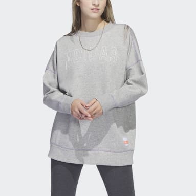 Women Sportswear Grey Sport Statement Boyfriend Crew Sweatshirt