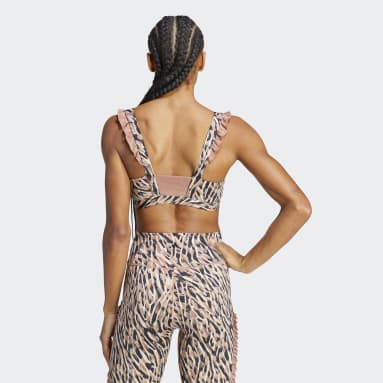 Onzie medium support bustier sports bra in golden cheetah print