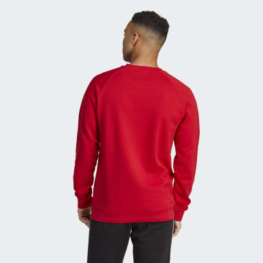 Men's Originals Red Adicolor Classics Trefoil Crewneck Sweatshirt