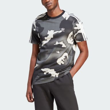 T-shirt graphique à imprimé camouflage intégral Noir Hommes Originals