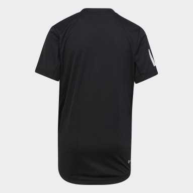 Jungen Tennis Club Tennis 3-Streifen T-Shirt Schwarz