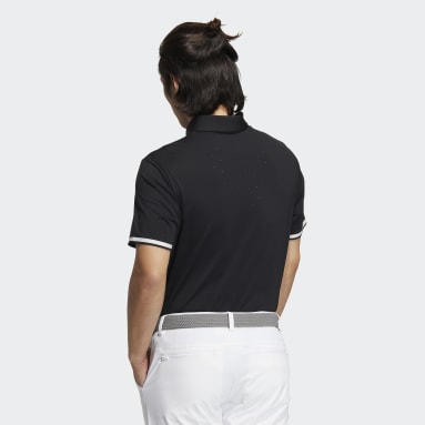 Men Golf Black Statement Punching Polo Shirt