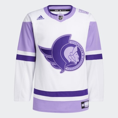 Men's Adidas White/Purple Montreal Canadiens Hockey Fights Cancer Primegreen Authentic Custom Jersey