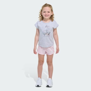 Two-Piece Short Sleeve Graphic Heather Tee and Mesh Shorts Set