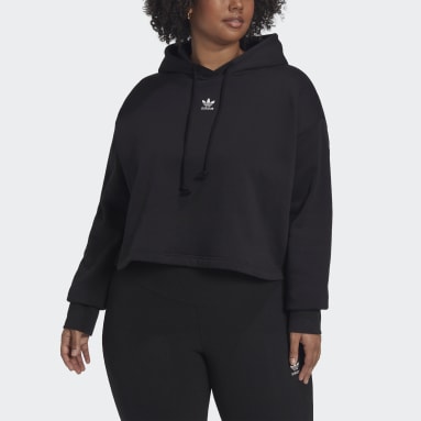 Women's Originals Black Adicolor Essentials Crop Fleece Hoodie (Plus Size)