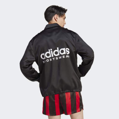 남성 sportswear Black 새틴 코치 재킷