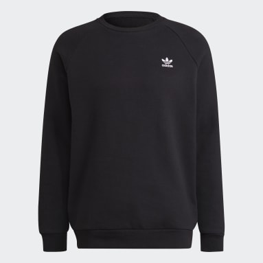 Men Originals Black Adicolor Essentials Trefoil Crewneck Sweatshirt
