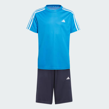 Conjunto Training Essentials AEROREADY 3 Franjas Ajuste Clásico Azul Niño Sportswear