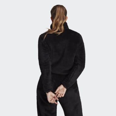 Women's Originals Black Essentials+ Fluffy Teddy Slim Zip Top