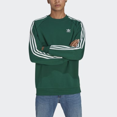 Men Originals Green Adicolor Classics 3-Stripes Crew Sweatshirt