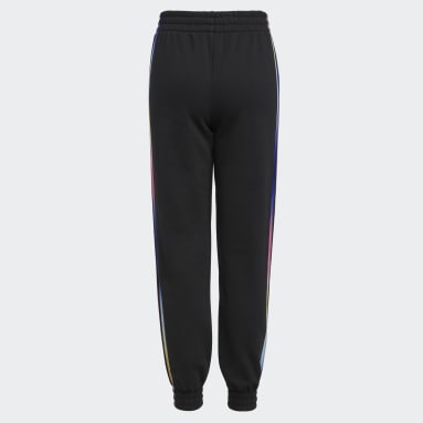 Youth Training Black Allover Print Stripe Fleece Joggers (Extended Size)