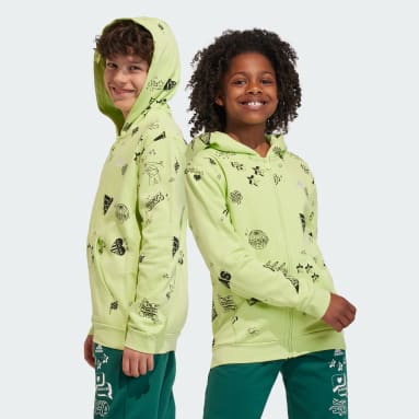 Veste à capuche entièrement zippée imprimé intégral Brand Love Enfants Vert Enfants Sportswear