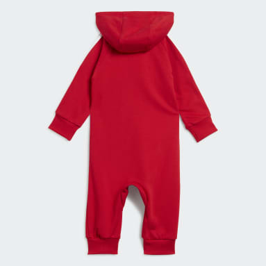 Tutina Essentials 3-Stripes French Terry Infant Rosso Bambini Sportswear