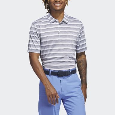 Men Golf Grey Two-Color Striped Golf Polo Shirt
