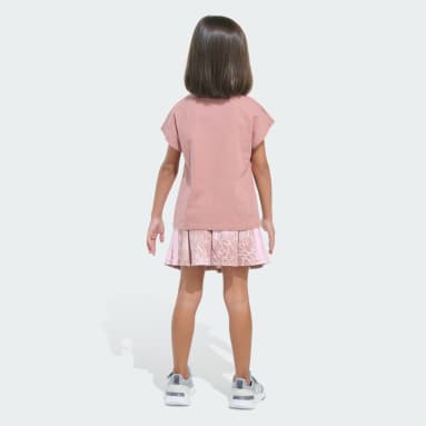 Two-Piece Sleeveless Box Tee and Printed French Terry Skort Set