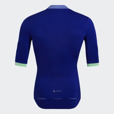 Tricota de Ciclismo The Letras Manga Corta Azul Hombre Ciclismo