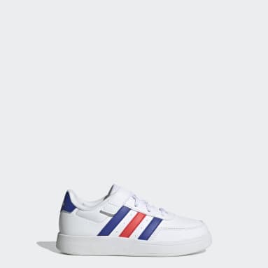 Kids Tennis White Breaknet Lifestyle Court Elastic Lace and Top Strap Shoes