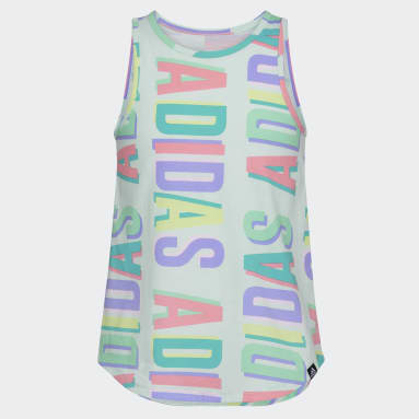 Youth Yoga Green Allover Print Curved Hem Tank Top