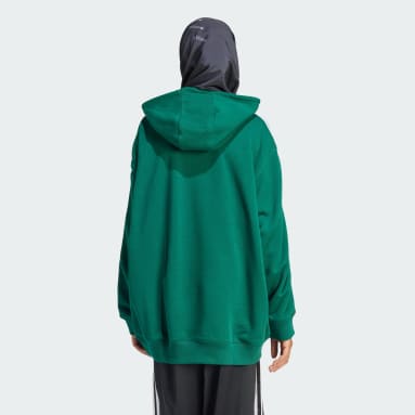 Sudadera con capucha Adicolor Oversized 3 bandas Verde Mujer Originals