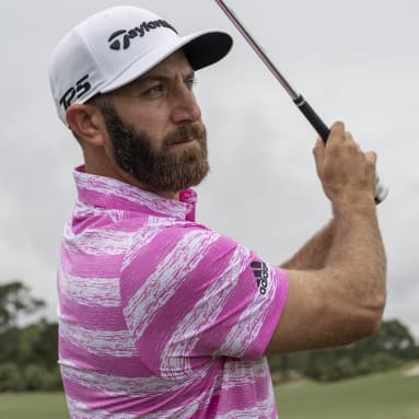 Men Golf Pink Painted Stripe Polo Shirt
