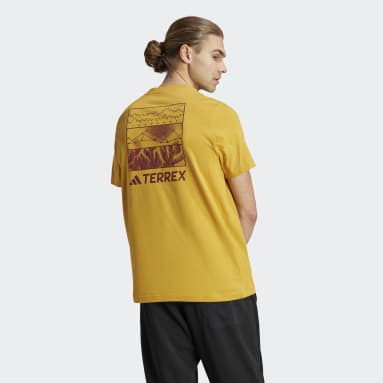 Adidas V-Neck Logo Tee Crew Yellow L-XL - Womens Originals T Shirts