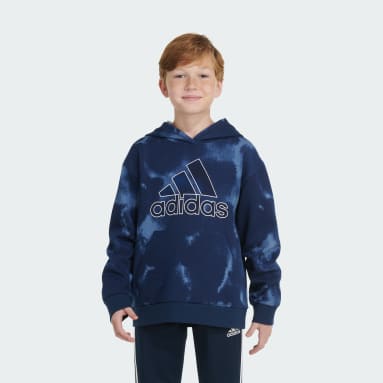 Youth 8-16 Years Training Blue Allover Print Fluidity Pullover Hoodie
