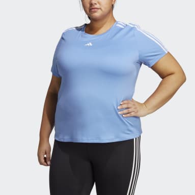 Frauen Fitness & Training AEROREADY Train Essentials 3-Streifen T-Shirt – Große Größen Blau