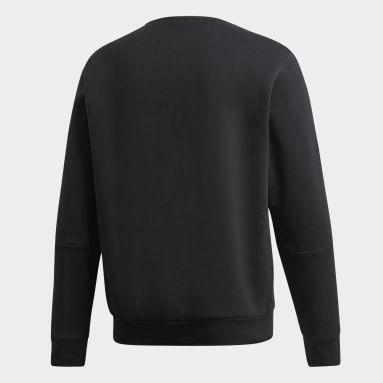 Men Sportswear Black 3-Stripes Crew Sweatshirt