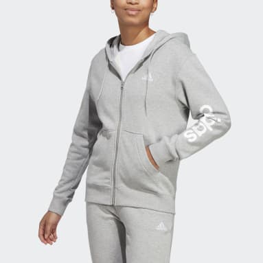 Women Sportswear Grey Essentials Linear Full-Zip French Terry Hoodie