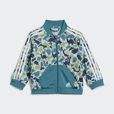 Børn Sportswear Grå Dino Camo Allover Print Shiny Polyester træningsdragt