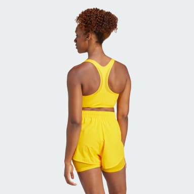 Women adidas_by_stella_mccartney Yellow 스텔라 TPR 파워 임팩트 트레이닝 미디엄 서포트 브라