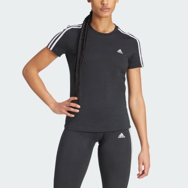 Ženy Sportswear čierna Tričko LOUNGEWEAR Essentials Slim 3-Stripes