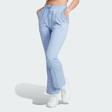 Pantalón Acampanado Estampado Tiro Alto Azul Mujer Sportswear