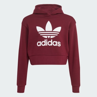 Sudadera con capucha Adicolor Cropped Burgundy Niño Originals
