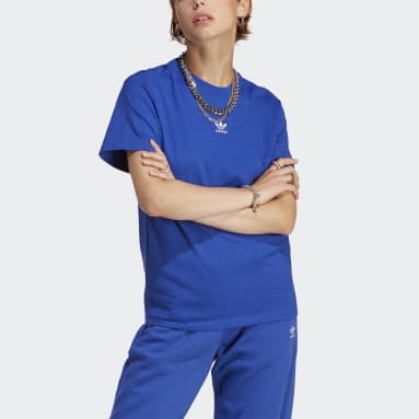 Camiseta Adicolor Essentials Azul Mulher Originals