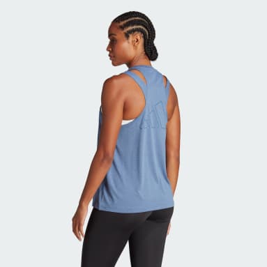 Playera sin Mangas AEROREADY Train Essentials Logo 3 Barras Azul Mujer Training
