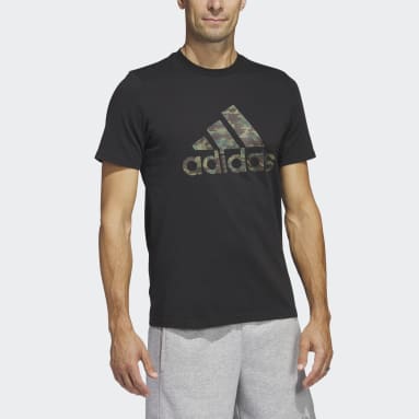 ผู้ชาย Sportswear สีดำ เสื้อยืดแขนสั้นลายพราง