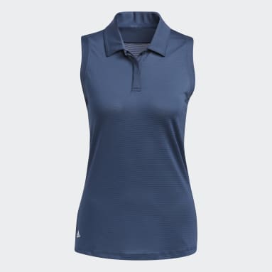 Women Golf Blue Sleeveless Polo Shirt