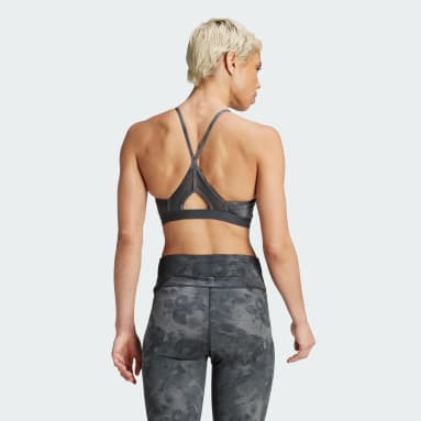 Grey adidas Womens Light-Support Flower Print Bra - Get The Label