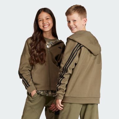 Kids Sportswear Green Future Icons 3-Stripes Full-Zip Hooded Track Top